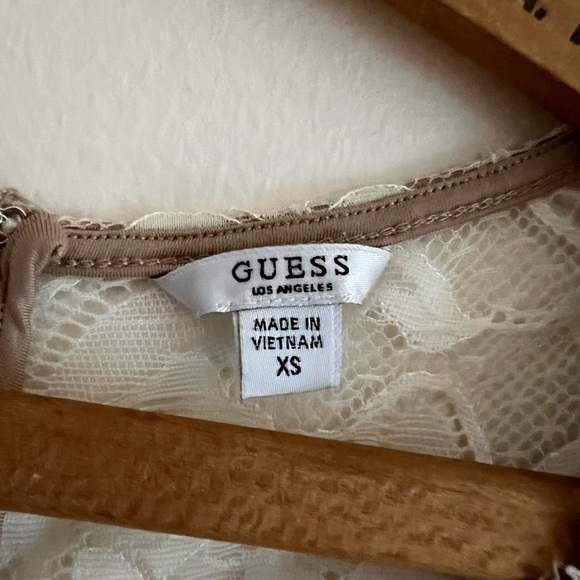 Guess Bodycon Floral Lace Mini Dress, Size XS, Nude/Off White - Picture 3 of 10